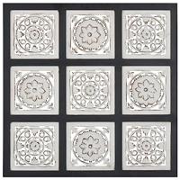 VidaXL Wandpaneel handgesneden 60x60x1,5 cm mdf zwart en wit - thumbnail