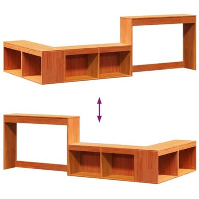 Nachtkastje met bureau 222x107x75 cm grenenhout wasbruin