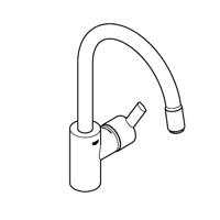 Keukenkraan GROHE Feel 1-Gats Met 140 Graden Draaibare Hoge Uitloop Met Uittrekbare Mousseur - thumbnail