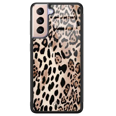 Samsung Galaxy S21 glazen hardcase - Golden wildcat