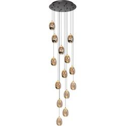 Highlight Hanglamp Golden Egg 14 lichts Vide Ø 50 cm amber-zwart Highlight Hanglamp Golden Egg 14 lichts Vide Ø 50 cm amber-zwart
