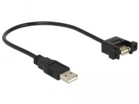 Delock 85462 USB-kabel USB 2.0 USB-A stekker, USB-A bus 0.25 m Zwart Vergulde steekcontacten - thumbnail