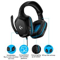 Logitech Gaming G432 Over Ear headset Kabel 7.1 Surround Zwart, Blauw Volumeregeling, Microfoon uitschakelbaar (mute) Gamen - thumbnail