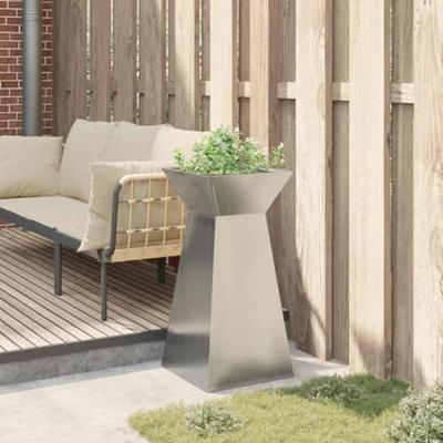 VidaXL Pilaar plantenbak zilver 35 x 35 x 73 cm