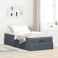 Ottoman bed met matras 90x200cm fluweel donkergrijs - thumbnail