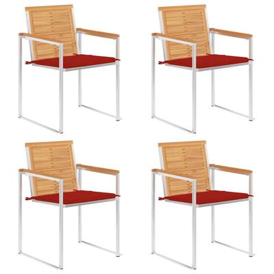Tuinstoelen 4 st met kussens massief teakhout Tuinstoelen 4 st met kussens massief teakhout