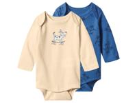 lupilu Set van 2 baby rompers (Beige, 62-68) - thumbnail