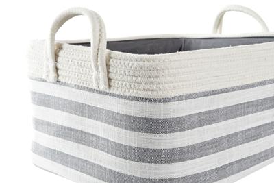 Mandenset DKD Home Decor Strepen Grijs Katoen (40 x 30 x 23 cm) (2 Onderdelen)
