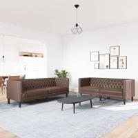 2-delige Loungeset Chesterfield-stijl kunstleer bruin - thumbnail