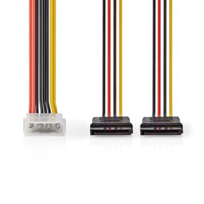 Nedis Interne Voedingskabel | Molex Male | 2x SATA 15-Pins Female | Verguld | 0.15 m | Rond | PVC | Multicolour | Doos - CCGB73520VA015