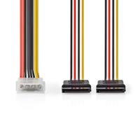 Nedis Interne Voedingskabel | Molex Male | 2x SATA 15-Pins Female | Verguld | 0.15 m | Rond | PVC | Multicolour | Doos - CCGB73520VA015 - thumbnail