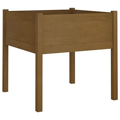 Plantenbakken 2 st 70x70x70 cm massief grenenhout honingbruin