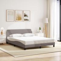 Bedframe met hoofdbord stof taupe 160x200 cm - thumbnail
