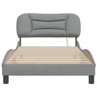 Bedframe met LED zonder matras stof 100x200 cm lichtgrijs - thumbnail