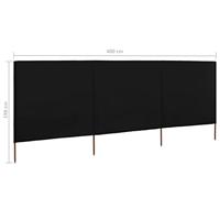 Windscherm 3-panelen 400x160 cm stof zwart - thumbnail
