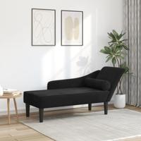 Chaise longue met kussens fluweel zwart - thumbnail