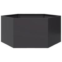 VidaXL Plantenbak zeshoek 104x90x45 cm staal zwart - thumbnail