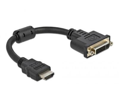 Delock 65206 HDMI / DVI Adapter [1x HDMI-stekker - 1x DVI-bus 24+5-polig] Zwart 0.20 m