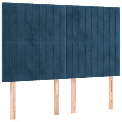 Hoofdbord LED 144x5x118/128 cm fluweel donkerblauw