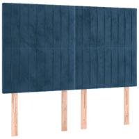 Hoofdbord LED 144x5x118/128 cm fluweel donkerblauw - thumbnail