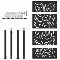 Poort met vlamontwerp 105x180 cm staal zwart - thumbnail