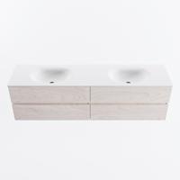 MONDIAZ VICA 180cm badmeubel onderkast Underlayment 4 lades. Wastafel MOON dubbel zonder kraangat, kleur Talc. - thumbnail
