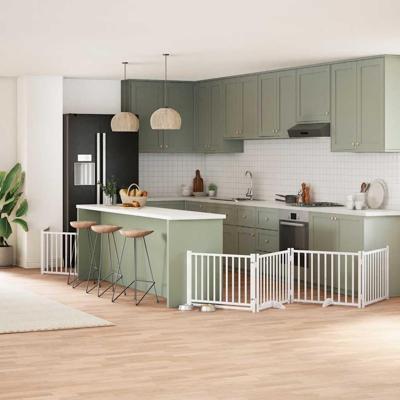 Hondenhek inklapbaar met deur 8 panelen 640 cm populierhout wit