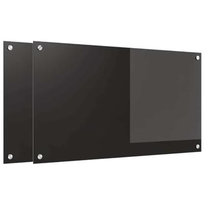 VidaXL Keuken achterwand 2 pcs zwart 90 x 50 cm gehard glas VidaXL Keuken achterwand 2 pcs zwart 90 x 50 cm gehard glas