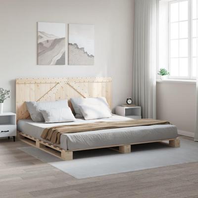 Bedframe met hoofdbord massief grenenhout 200x200 cm