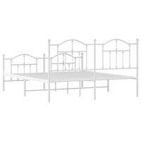 Bedframe met hoofd- en voeteneinde metaal wit 183x213 cm - thumbnail