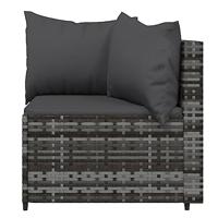 4-delige Loungeset met kussens poly rattan grijs - thumbnail