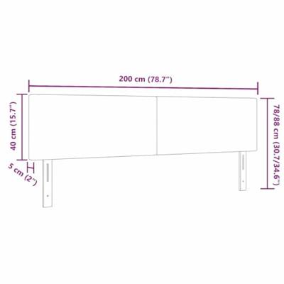 LED Hoofdbord met LED-striplichten Lichtgrijs 200 cm Polyester