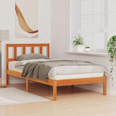 Bedframe met hoofdeinde Wasbruin 75 x 190 cm Massief grenenhout