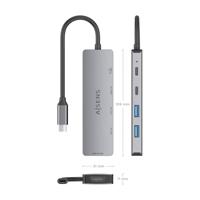 Aisens ASUC-5P028-GR-koppeling USB Type-C - 1 x HDMI - 2 x USB Type C - 2 x USB Type-C PD- Grijs - thumbnail