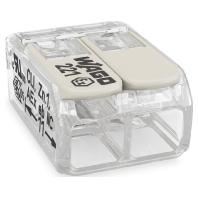 WAGO 221-482 221-482 Verbindingsklem Flexibel: 0.20-4 mm² Massief: 0.20-4 mm² Aantal polen: 2 1 stuk(s) Transparant, Wit - thumbnail