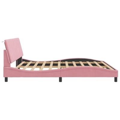 Bedframe met LED-verlichting fluweel roze 200x200 cm