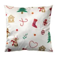 Kerstkussen skiën - beige/multikleur - 45x45 cm - thumbnail