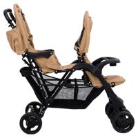 Tweeling kinderwagen tandem staal taupe - thumbnail