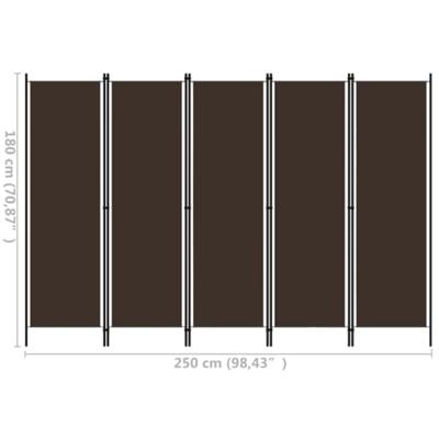 VidaXL Kamerscherm met 5 panelen 250x180 cm bruin