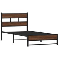 Bedframe zonder matras metaal bruin eikenkleurig 90x200 cm - thumbnail