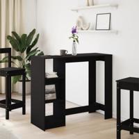 Bartafel met schap 124x46x103,5 cm bewerkt hout zwart - thumbnail