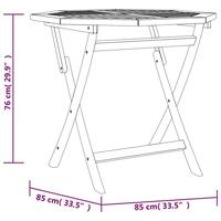 Tuintafel inklapbaar 85x85x76 cm massief teakhout - thumbnail