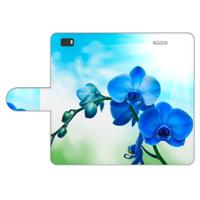 Huawei Ascend P8 Lite Hoesje Orchidee Blauw - Cadeau voor je Moeder | Portemonnee hoesje - thumbnail