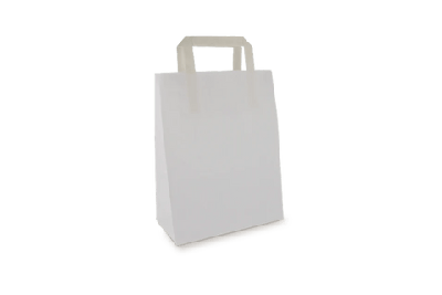 Papieren tasjes Klein wit 22+10x28cm BIO