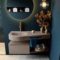 MONDIAZ RIVA 120cm badmeubel onderkast / planchet kleur Smoke met 1 lade. Wastafel DULCET links 1 kraangat kleur Smoke. - thumbnail