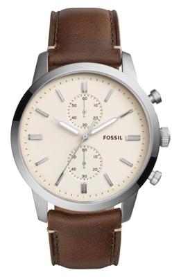 Fossil Heren Townsman chronograaf bruin lederen horloge FS5350