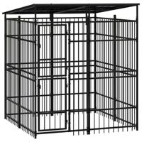 Hondenkennel met dak 3,69 m² staal - thumbnail