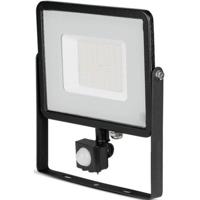 LED Bouwlamp 50 Watt met Sensor - LED Schijnwerper - Viron Dana - Warm Wit 3000K - Mat Zwart - Aluminium - SAMSUNG LEDs - thumbnail