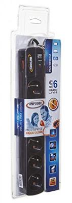 Infosec S6 II Black Line Stekkerdoos, 6-voudig