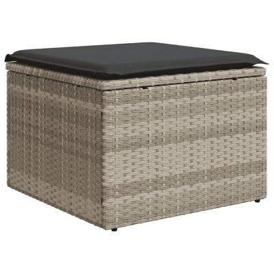 4-delige Loungeset met kussens poly rattan lichtgrijs - thumbnail